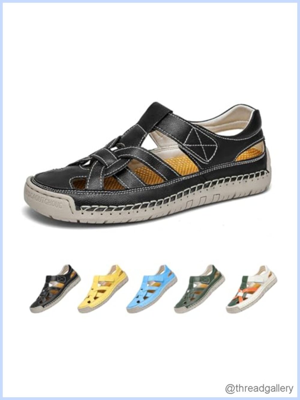 Faux Leather Closed Toe Sandals Memory Foam Orthopedic Beach Shoes